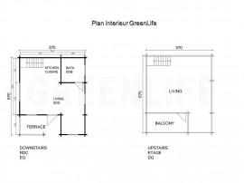 
                                                                                        Vente
                                                                                         CHALET BOIS MASSIF GreenLife©, en kit / ANNA 60