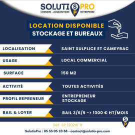 
                                                                                        Location
                                                                                         Local commercial  - Saint-Sulplice et Cameyrac,