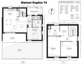 
                                                                                        Vente
                                                                                         Maison neuve en livraison T4 duplex 84,4m2, jardin