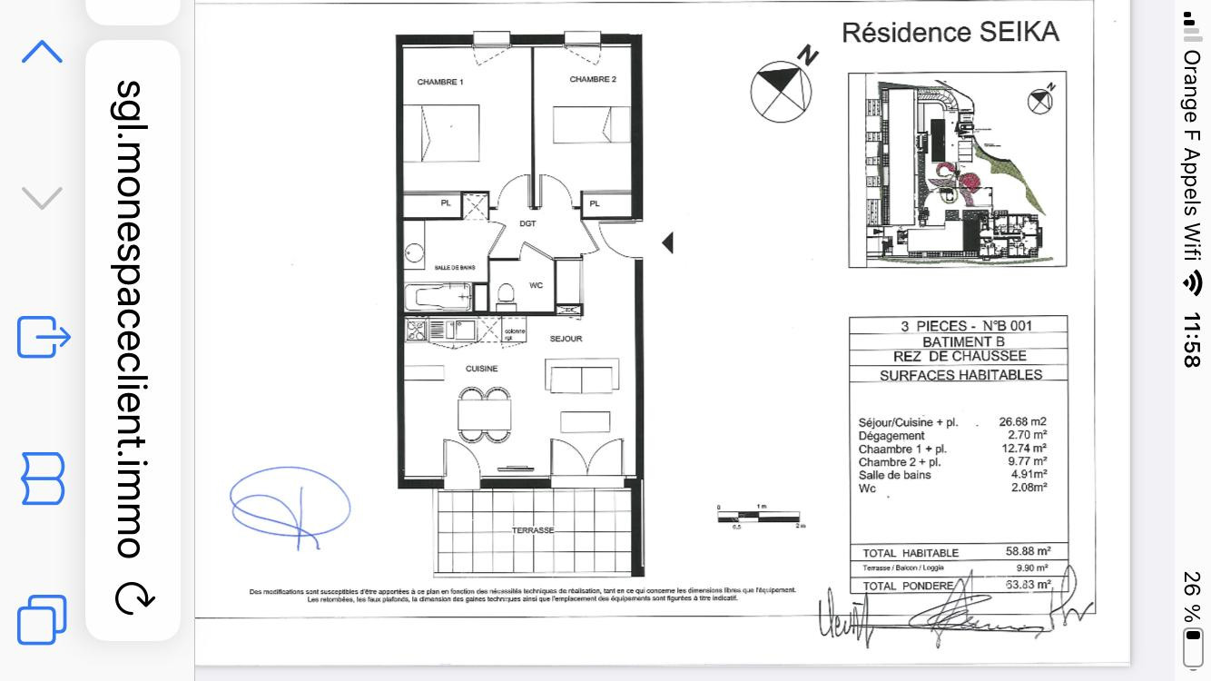 
                                                Vente
                                                 Appartement 3 pièces