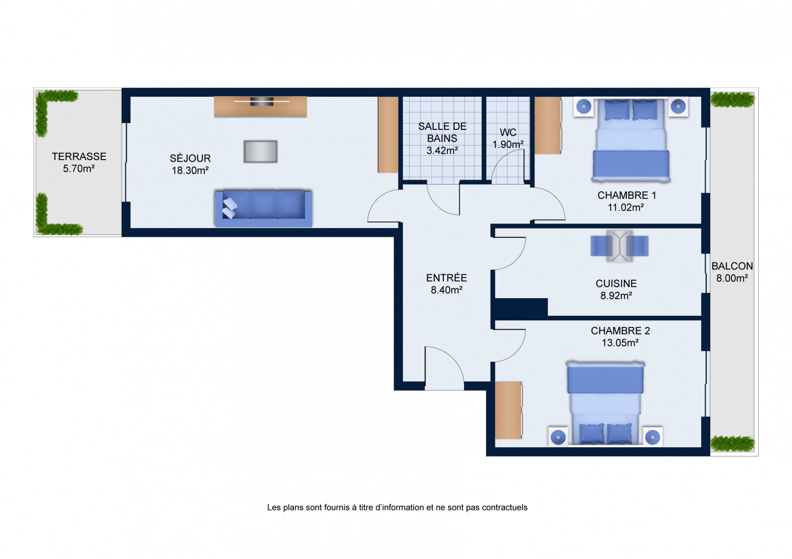 
                                                Vente
                                                 Bas Riquier : standing ,  3 Pièces rénové  70 m²  , terrasse , parking