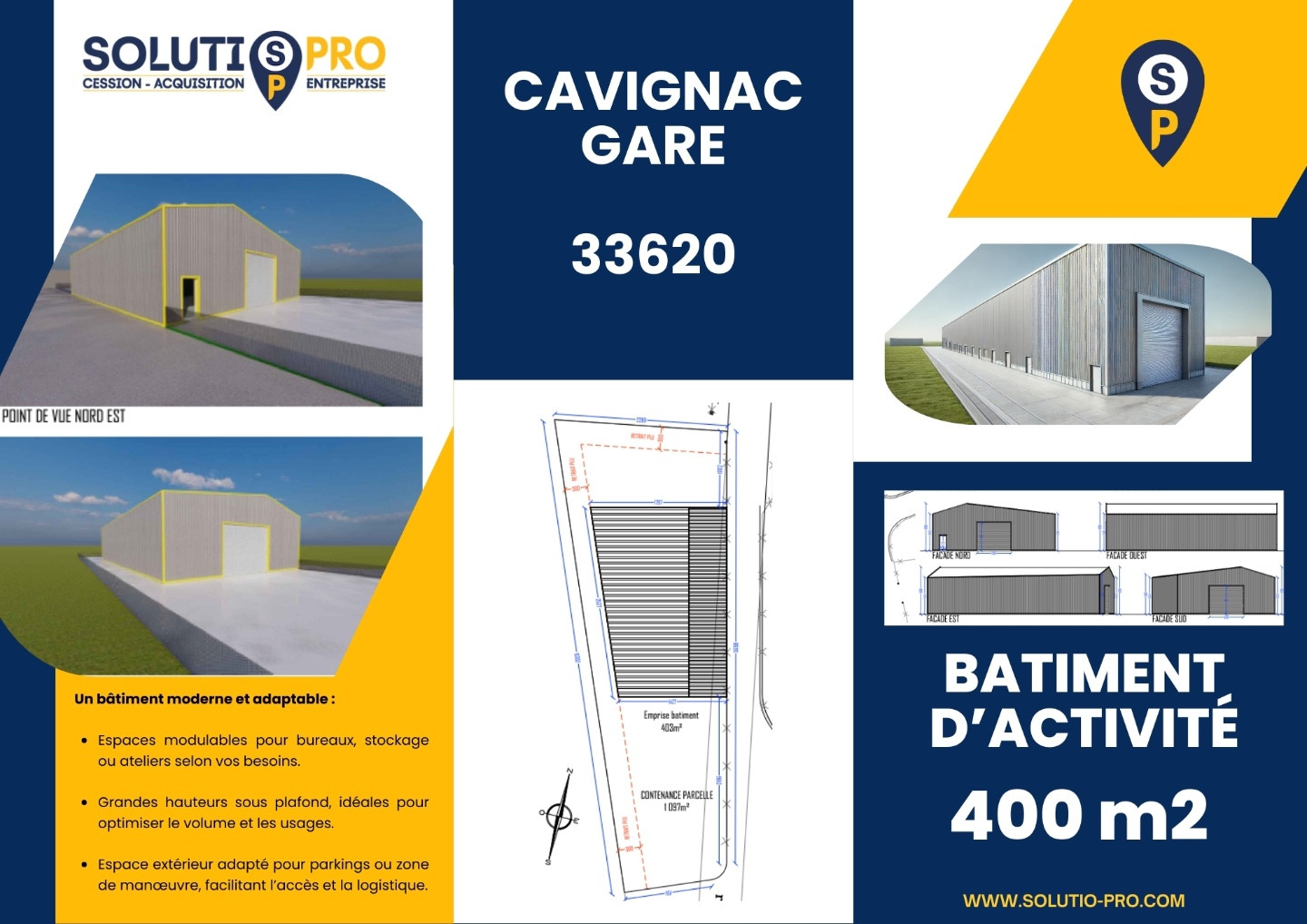 
                                                Vente
                                                 BÂTIMENT ACTIVITÉS 400 M2