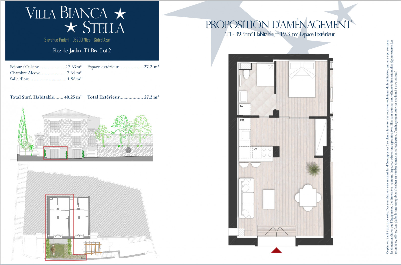 
                                                Vente
                                                 NICE - FABRON  - Grand studio de 40.25 m² entièrement rénové avec jardin